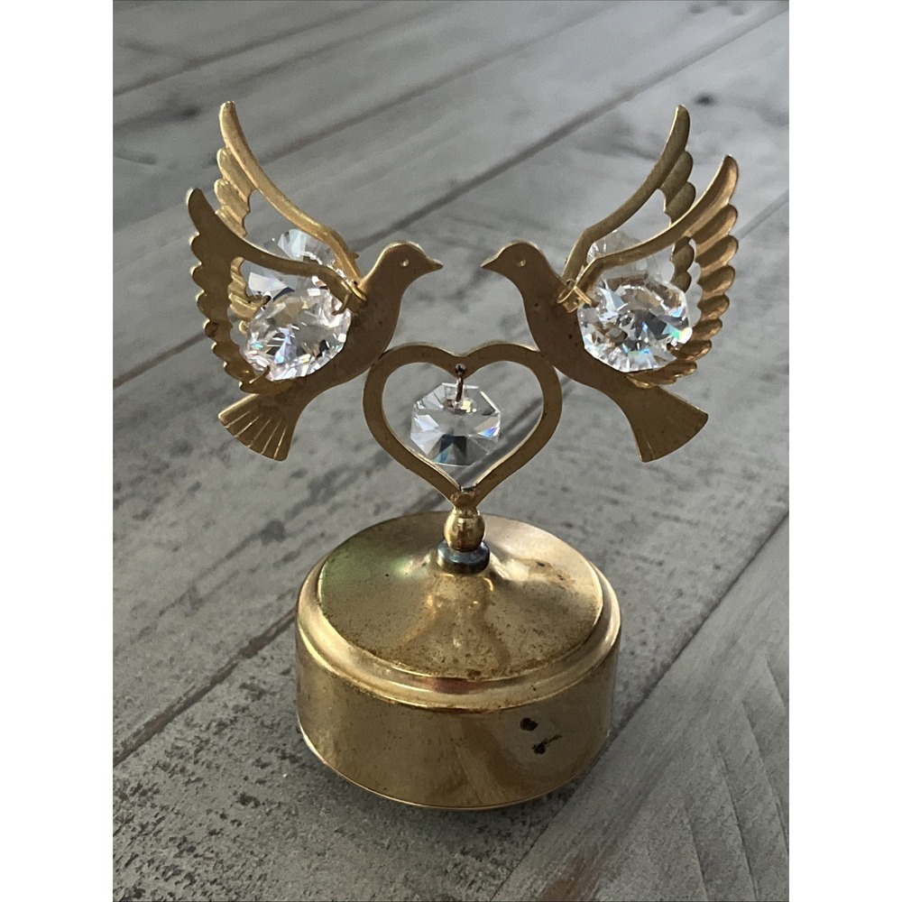 Swarovski Crystal 24K Gold Plated Rotating Doves Plays‎ Lara's Theme - WORKS
